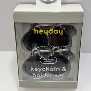 APPLE AIR TAG 4 PACK KEYCHAIN & HOLDER SET BLACK- heyday- NEW